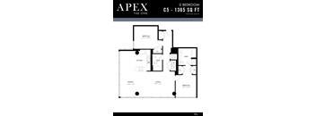 A black and white image of a floor plan for an apartment named Apex.