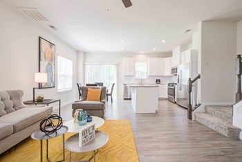 living room and kitchen area