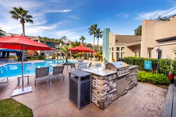 our apartments have a resort style pool with a bar and grill