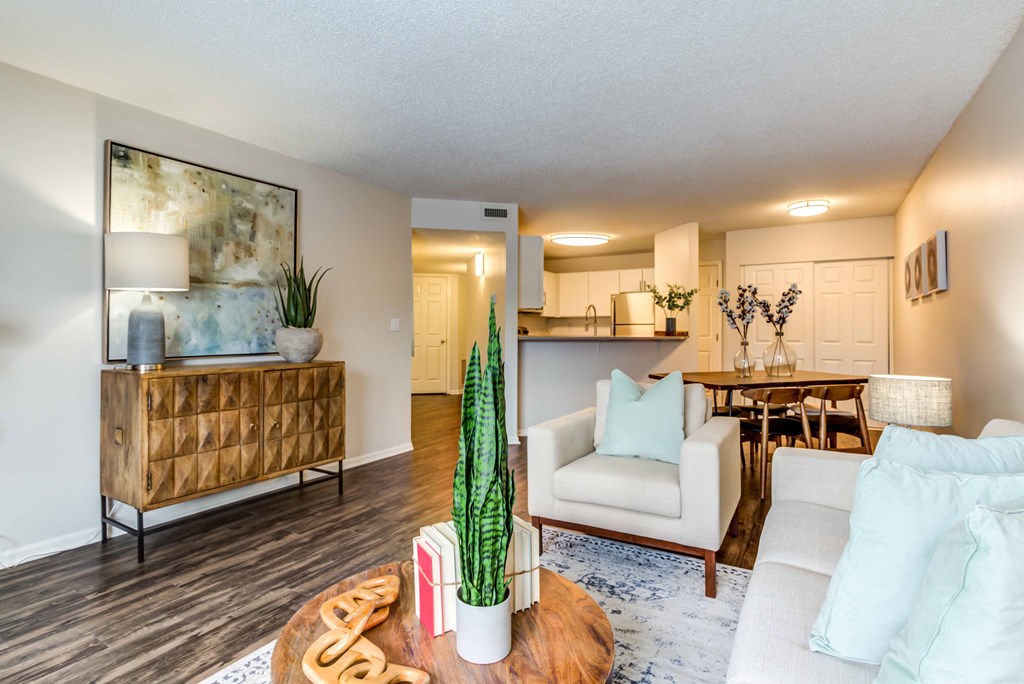 a living room with a couch and a table