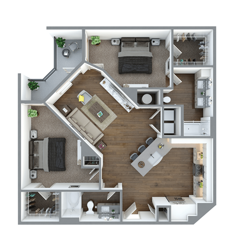 a1 floor plan  1 bedroom with 2 baths  1192 square feet
