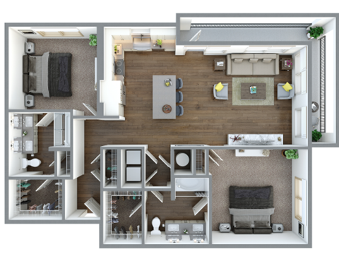 a1 floor plan  1 bedroom with 2 baths  119