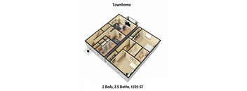 the bedrooms in the floor plan are separated by baths