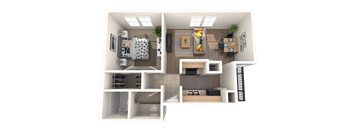 Westchase Apartments in Harvey, LA photo of A3 floorplan one bedroom one bathroom