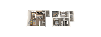 Westchase Apartments in Harvey, LA photo of Townhouse B floorplan two bedroom