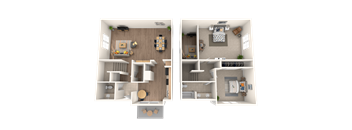 westchase apartments in Harvey, LA photo of Townhouse C floorplan two bedroom two bathroom