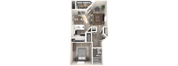 Austin, Texas Apartments -Huntington Meadows- 1 Bedroom 1 Bathroom 672sq foot floorplan