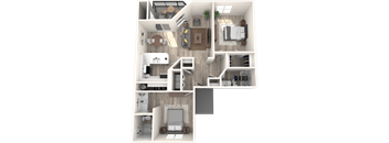 Pet-Friendly Apartments in Austin, TX - Huntington Meadows - 2 Bedroom 2 Bathroom 848sq ft floorplan
