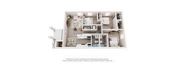 Apartments in Austin for Rent - Huntington Meadows - 3 bedroom 2 bathroom 1039sq ft floorplan