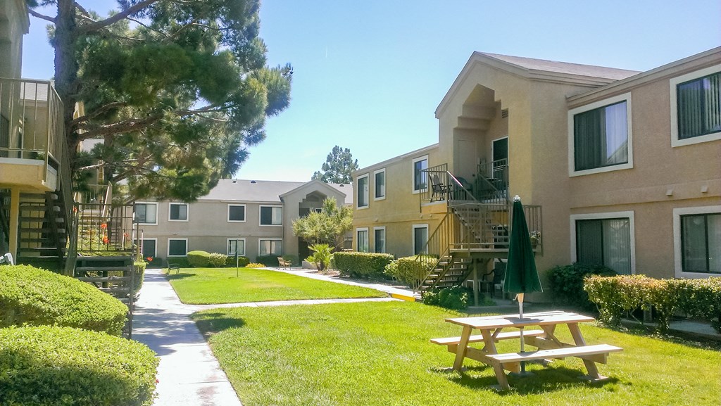 our apartments are equipped with a spacious courtyard with picnic tables