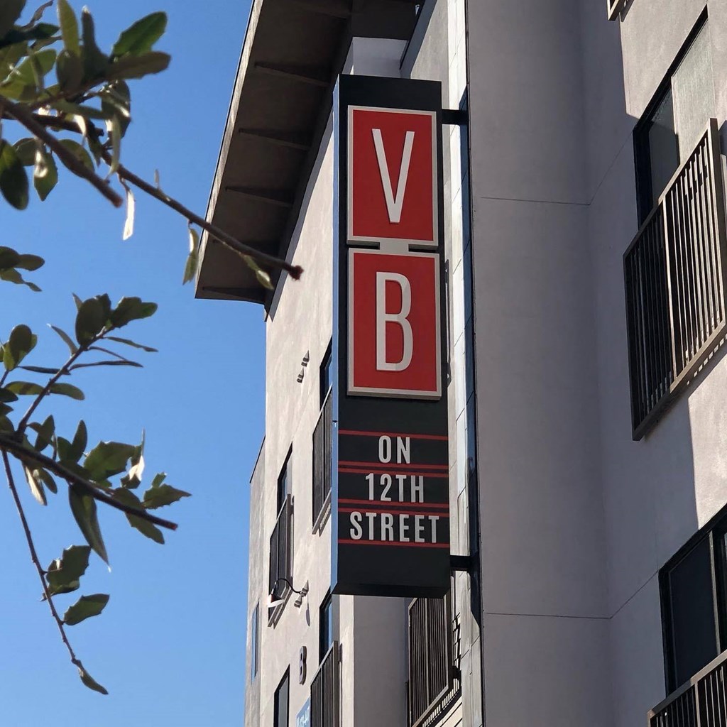 Studios in Downtown Phoenix, AZ - VB on 12th Street - The Property Sign on the Side of the Property Building.