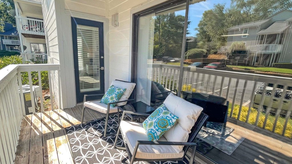 1 Park Central Apartments, Peachtree Corners, Georgia a porch with two chairs