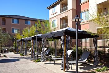 Two entertainment plazas featuring a pool, a spa, and private cabanas