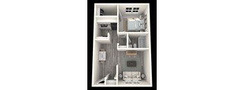 1 Bed, 1 Bath, 651 sq. ft. Iris floor plan