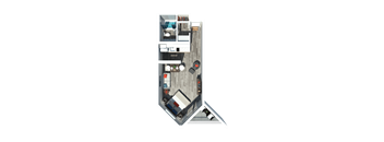 Junior one-bedroom studio with 1 bathroom and 380 sq. ft. at Passenger Flats, a pet-friendly apartment community in Chattanooga, Tennessee.