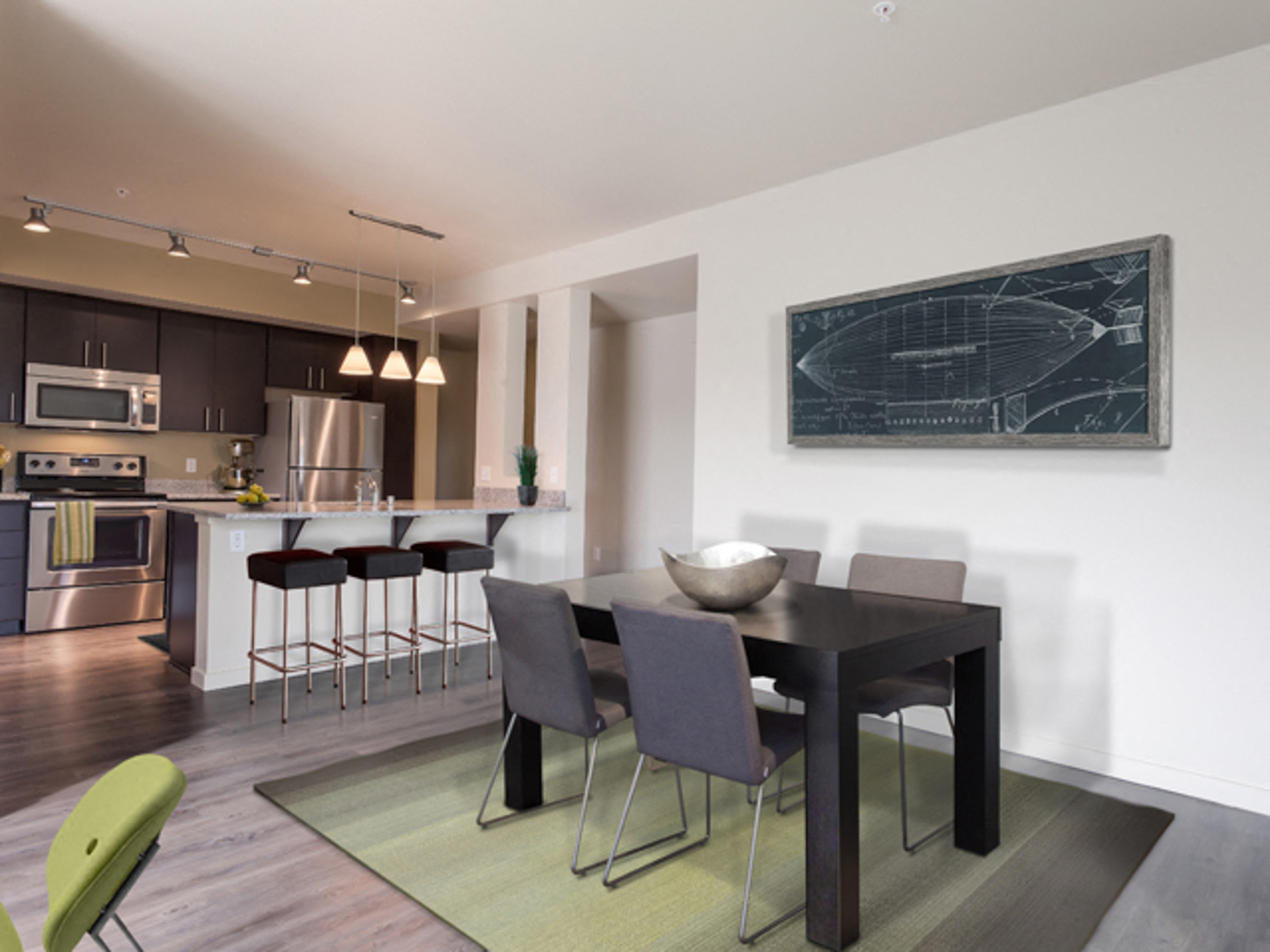 open dining room & kitchen area