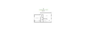1BR/1BA 661 sq. ft.