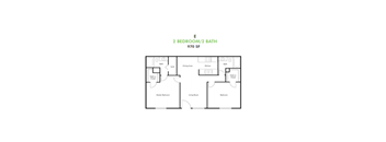 2BR/2BA 970 sq. ft.