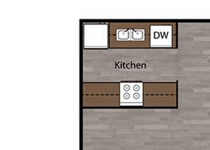 1 Bed - 1 Bath |628 sq ft Large One Bedroom floorplan