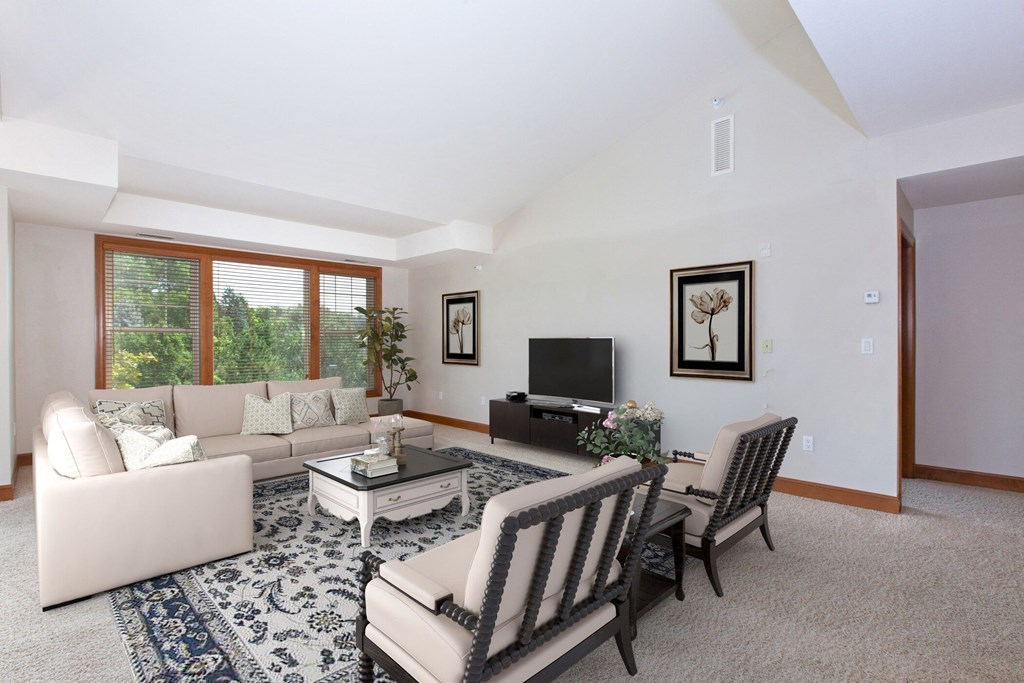 Laurel East End Apartments in Golden Valley, MN photo of living room with high ceilings