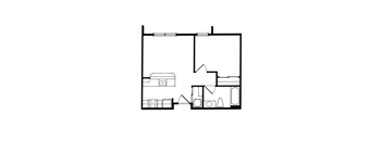 A black and white drawing of a floor plan of a house.