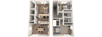 a screenshot of two different views of a floor plan of a house