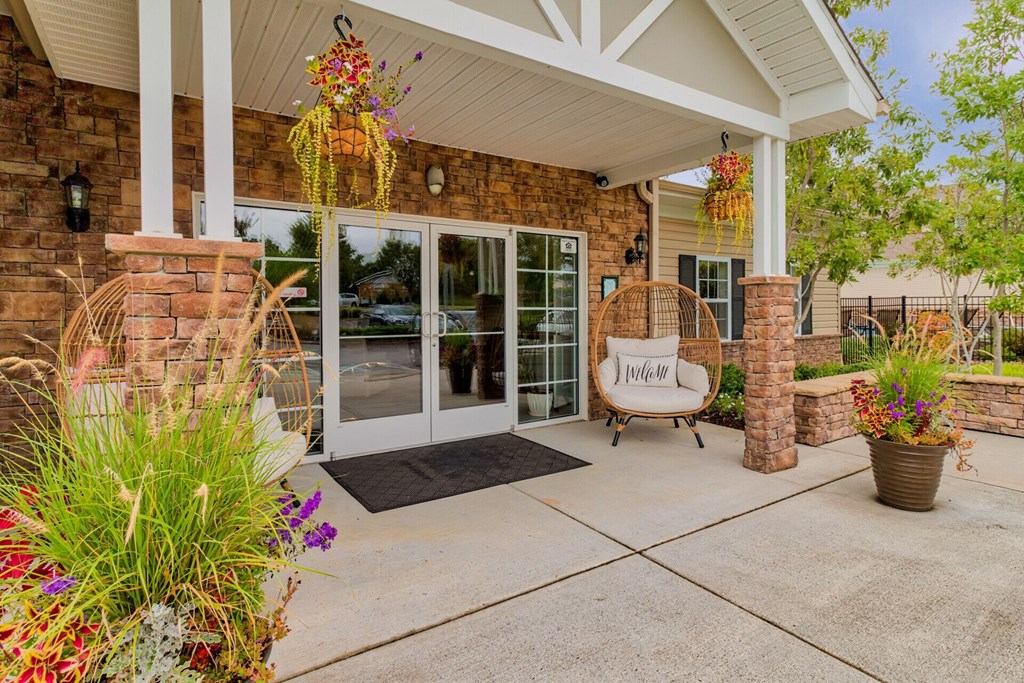 Apartments in Sevierville, TN for Rent - Overlook at Allensville - Outside of Leasing Office with Plants