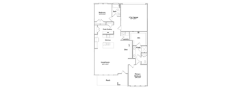 a floor plan of a house with bedrooms and a living room
