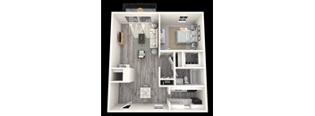 1 Bed, 1 Bath, 671 sq. ft. Lily floor plan
