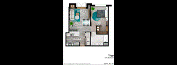 the floor plan of one bedroom apartment in rimal, jbr by deluxe holiday homes