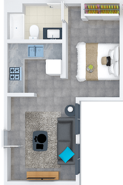 a floor plan of a studio apartment