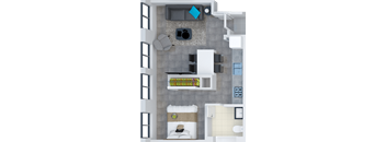 a birdseye view of our 1 bedroom apartment at university gardens in tempe