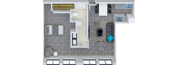 a bird's eye view of our studio apartment