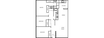 a floor plan of a house with a kitchen and a living room