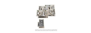 A floor plan of a house with a garage and a separate entrance.