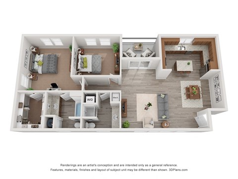 a floor plan of a 3 bedroom apartment