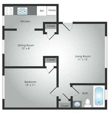 a floor plan of a unit with a bedroom and a living room