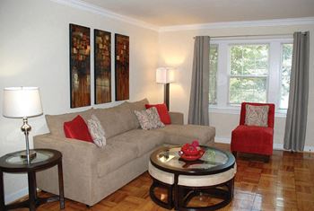 a living room with a couch and a table