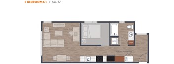 One Bedroom F1 Floorplan