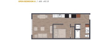 Open One Bedroom Floorplan
