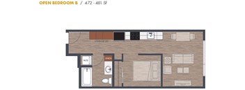 Open One Bedroom Floorplan B