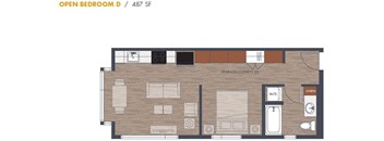 Open One Bedroom Floorplan D