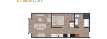 Open One Bedroom Floorplan G