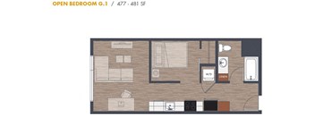 Open One Bedroom Floorplan G1