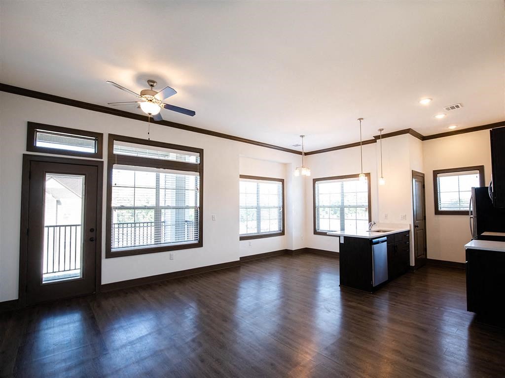 kitchen, dining and living room