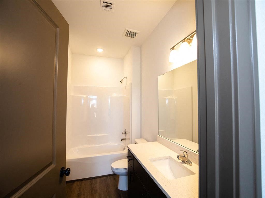 bathroom with updated countertops