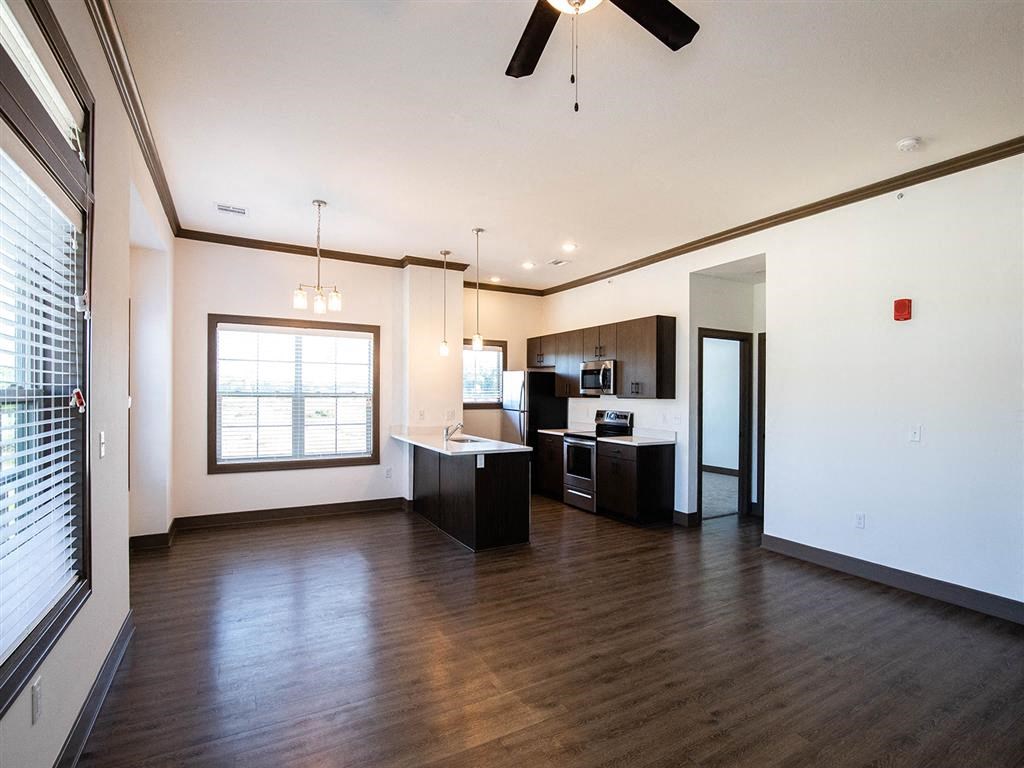 living room with dining area