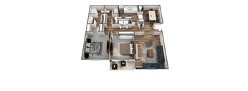 2 bedroom apartment layout in Stockbridge, GA at Southwinds Point with large living space and pet-friendly community