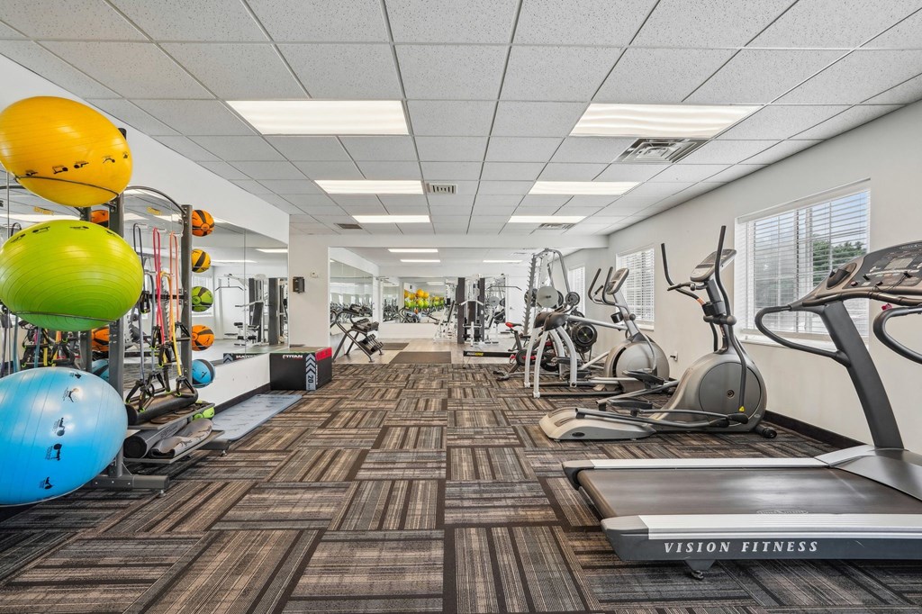 Pet-Friendly Townhomes in Burnsville, MN – Summit Townhomes - a fitness center with treadmills and other exercise equipment
