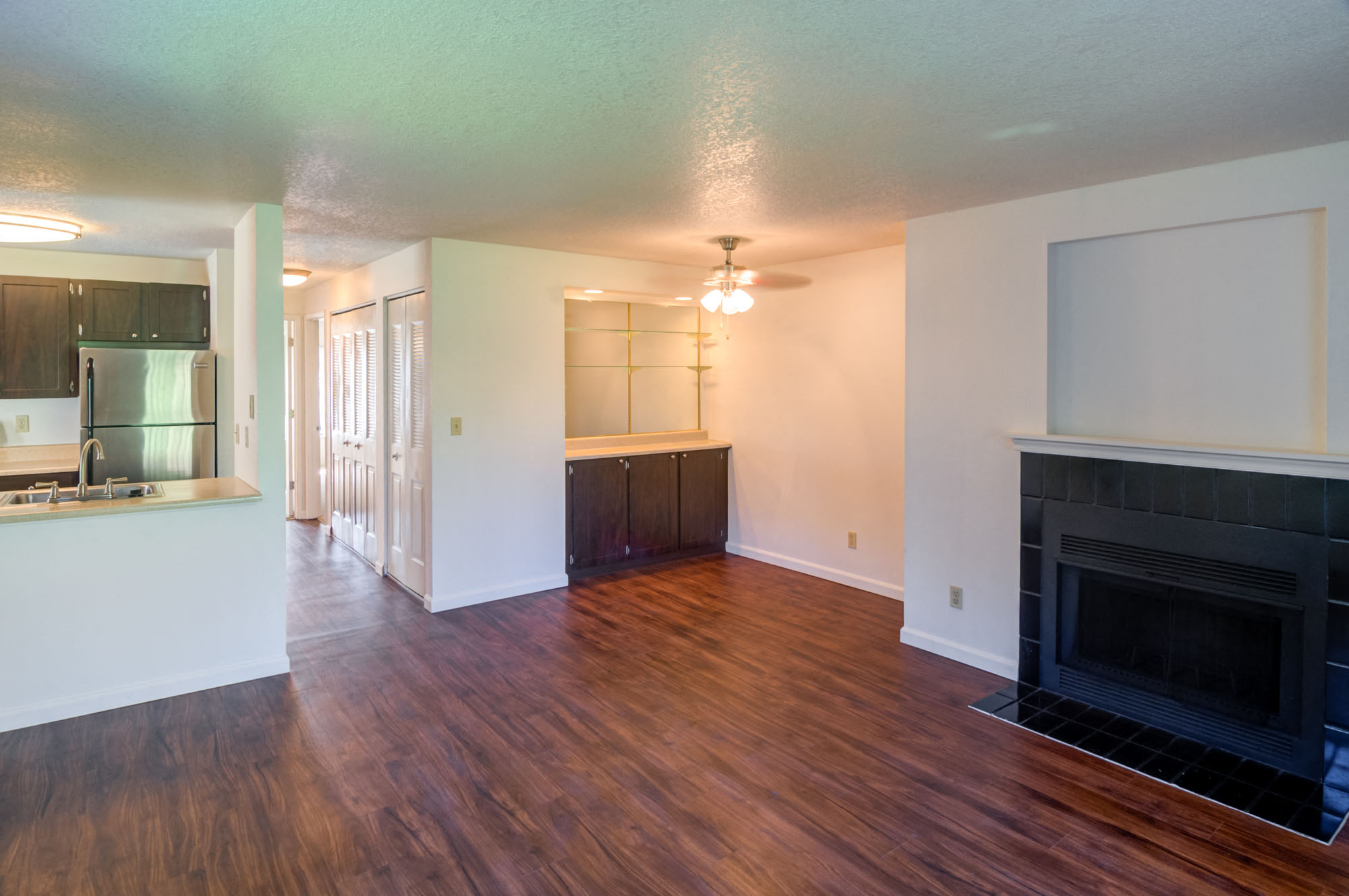 open living room & kitchen area